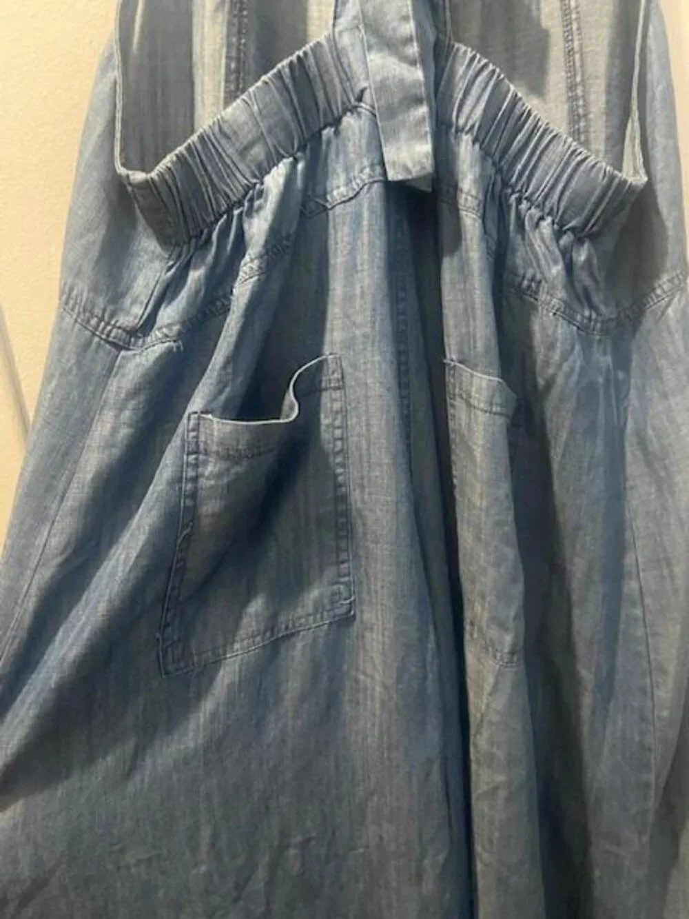 Natural Life Chambray Wide Leg Jumpsuit Size Large Boho Pockets - Picture 8 of 9